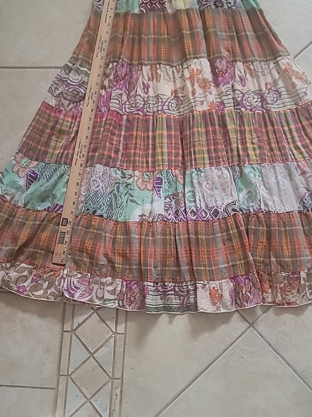 Boho Mix-Print Patchwork Maxi Dress in Multi-Colors Coastal Cowgirl  SZ L - Picture 10 of 16